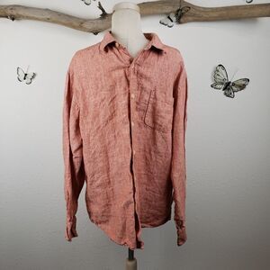 Tommy bahamas heathered linen orange button up